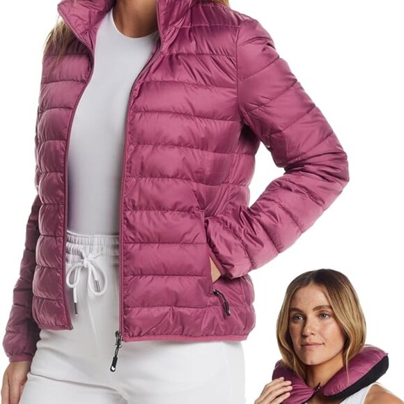 WEATHERPROOF Womens Puffer Jacket Packable Dusk Orchid With Logo Size NEW - Picture 13 of 13